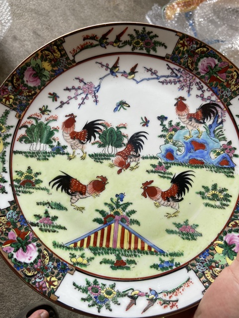古玩陶瓷廣彩大吉大利圖盤真品鑒賞圖