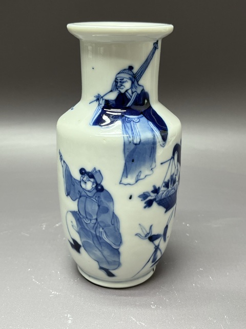 古玩陶瓷市井人物紋青花瓶真品鑒賞圖