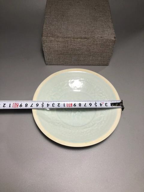 古玩陶瓷宋,青白釉娃娃采蓮紋印花盤拍賣,當前價格9999元