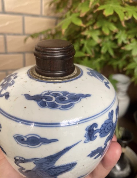 古玩陶瓷鶴紋青花瓶真品鑒賞圖