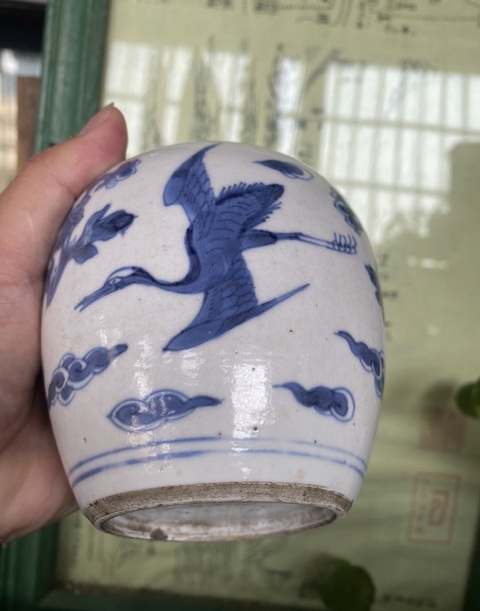 古玩陶瓷鶴紋青花瓶真品鑒賞圖