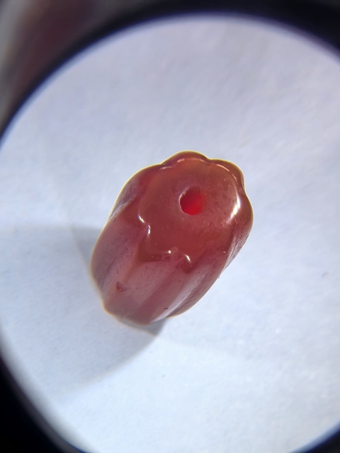 古玩玉器紅瑪瑙雕“瓜棱珠”真品鑒賞圖