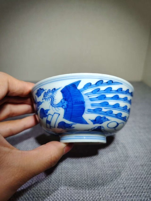古玩陶瓷青花龍鳳紋碗真品鑒賞圖