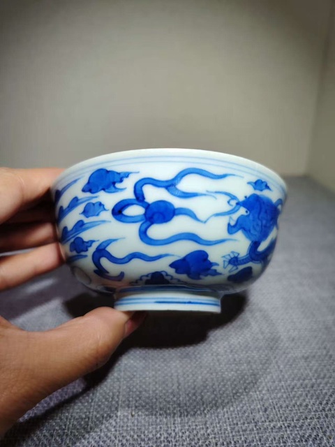 古玩陶瓷青花龍鳳紋碗真品鑒賞圖