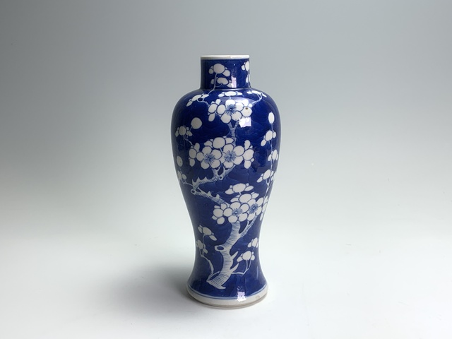 古玩陶瓷清晚期·青花留白冰梅紋瓶拍賣(mài),當(dāng)前價(jià)格640元