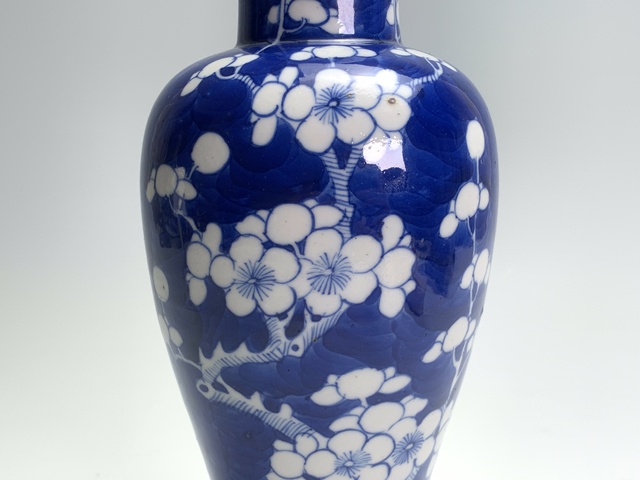 古玩陶瓷清晚期·青花留白冰梅紋瓶拍賣(mài),當(dāng)前價(jià)格640元