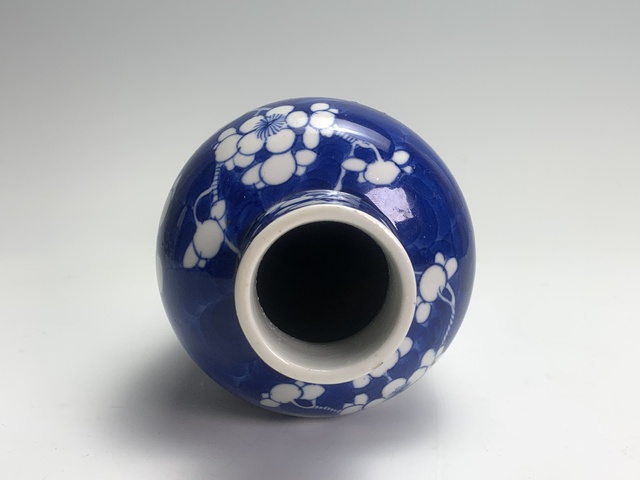 古玩陶瓷清晚期·青花留白冰梅紋瓶拍賣(mài),當(dāng)前價(jià)格640元