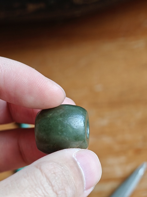 古玩玉器玉桶型珠真品鑒賞圖