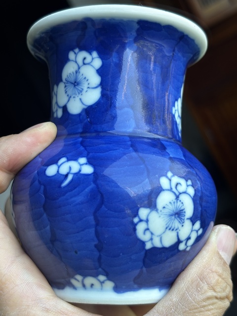 古玩陶瓷光緒青花冰梅紋渣斗真品鑒賞圖