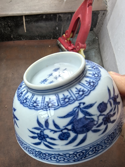 古玩陶瓷青花三多紋蓮子碗真品鑒賞圖