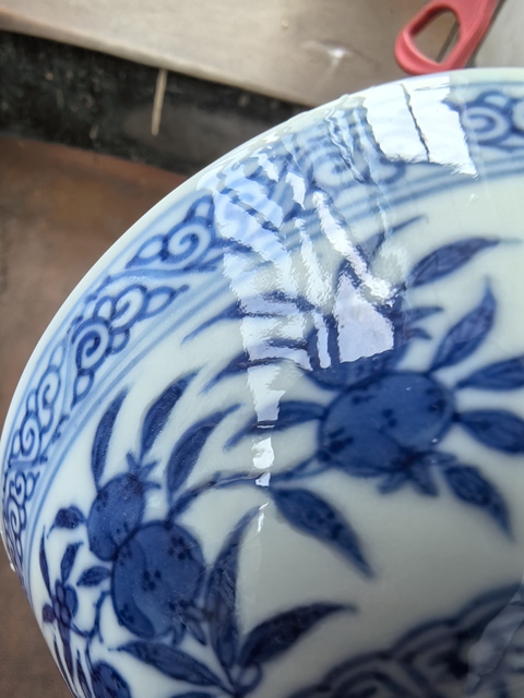 古玩陶瓷青花三多紋蓮子碗真品鑒賞圖