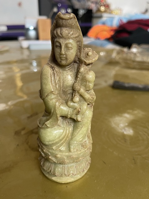 古玩玉器做舊仿古“送子觀音”擺件真品鑒賞圖