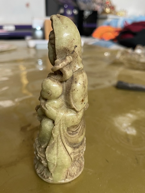 古玩玉器做舊仿古“送子觀音”擺件真品鑒賞圖