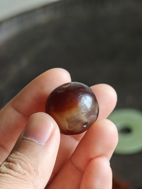 古玩玉器瑪瑙珠真品鑒賞圖