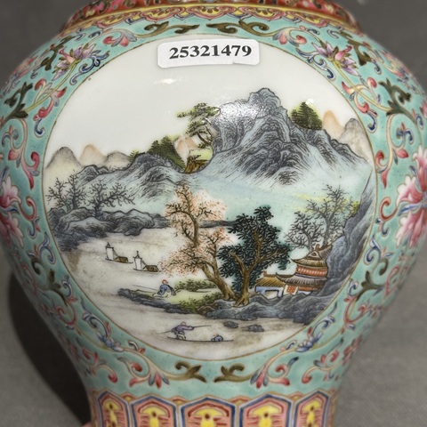 古玩陶瓷山水紋罐真品鑒賞圖