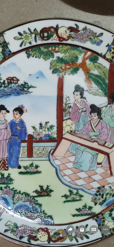 古玩陶瓷人物紋盤真品鑒賞圖