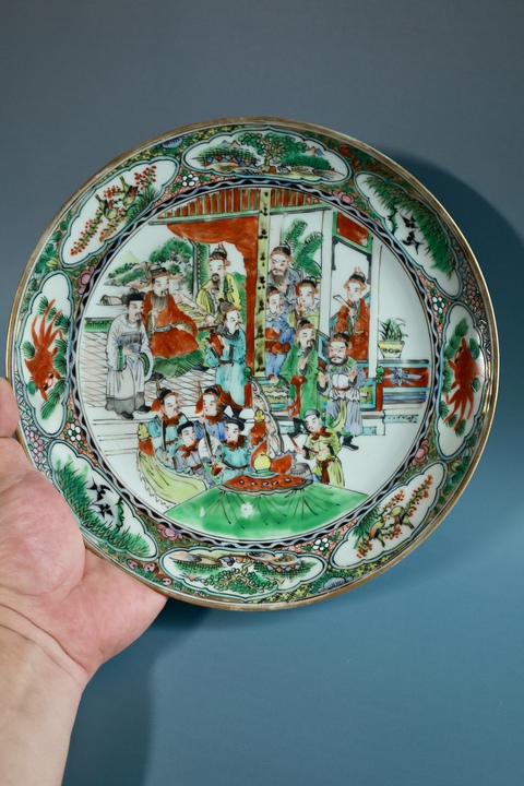 古玩陶瓷咸豐五彩人物故事紋盤真品鑒賞圖