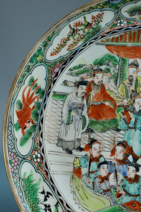 古玩陶瓷咸豐五彩人物故事紋盤真品鑒賞圖