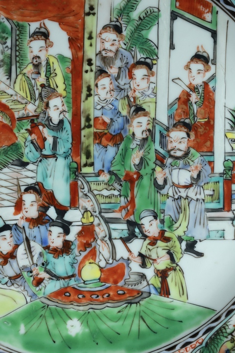 古玩陶瓷咸豐五彩人物故事紋盤真品鑒賞圖