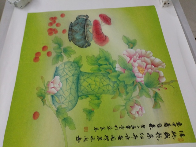 古玩字畫綠瓶紅卉春自來真品鑒賞圖