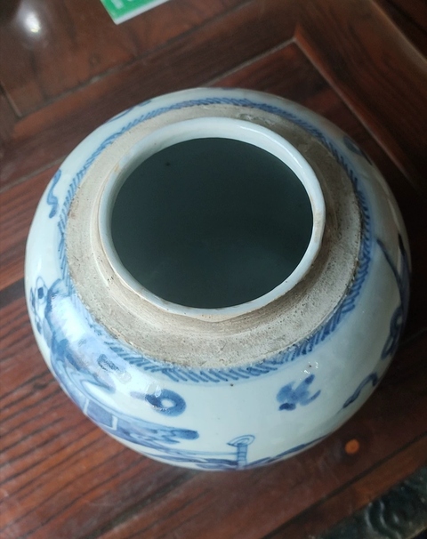 古玩陶瓷麒麟送子青花罐真品鑒賞圖