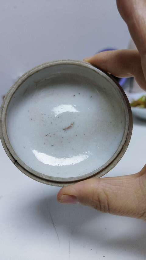 古玩陶瓷晚清細路粉彩印泥盒真品鑒賞圖