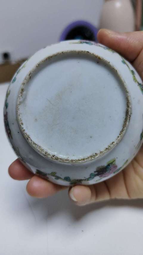 古玩陶瓷晚清細路粉彩印泥盒真品鑒賞圖