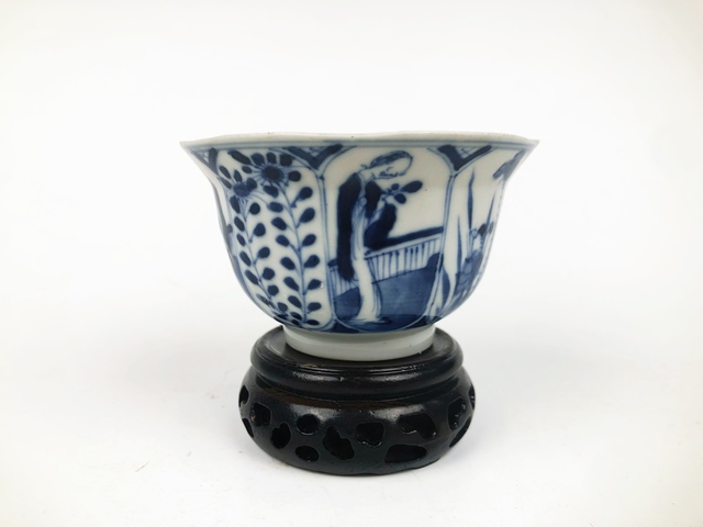 古玩陶瓷清光緒·青花仕女折沿杯拍賣,當前價格198元