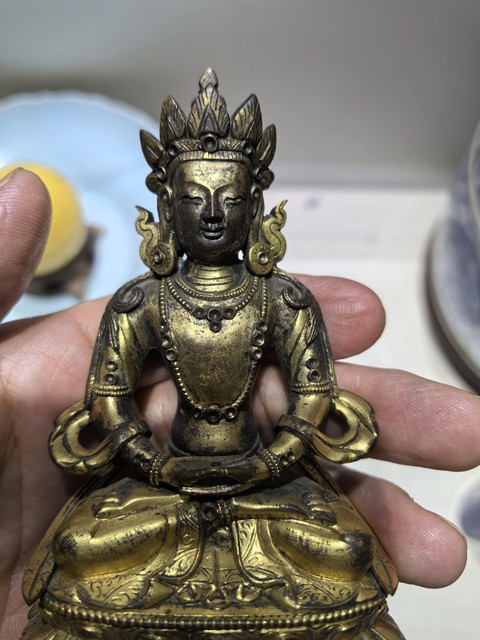古玩銅器無量壽佛真品鑒賞圖