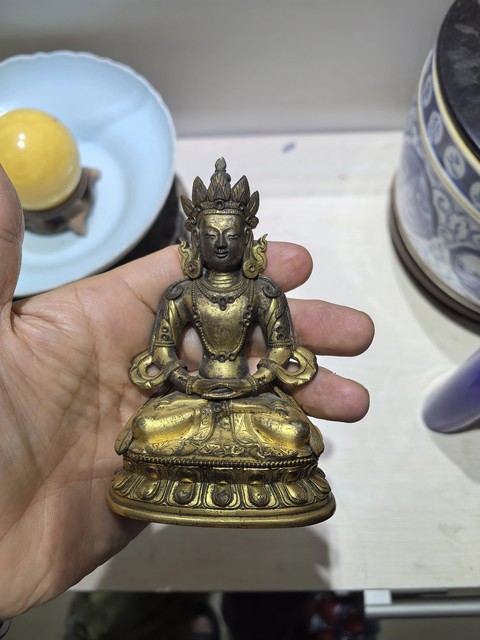 古玩銅器無量壽佛真品鑒賞圖