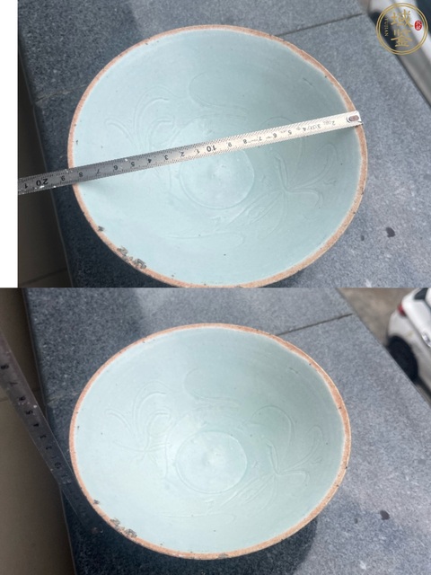 古玩陶瓷青白釉刻花卉紋斗笠碗真品鑒賞圖