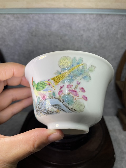 古玩陶瓷民國琺瑯彩錦雞牡丹圖蓋碗拍賣,當前價格4688元