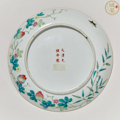 古玩陶瓷清光緒粉彩癩瓜紋盤真品鑒賞圖