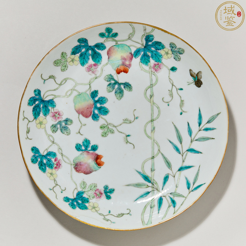 古玩陶瓷清光緒粉彩癩瓜紋盤真品鑒賞圖