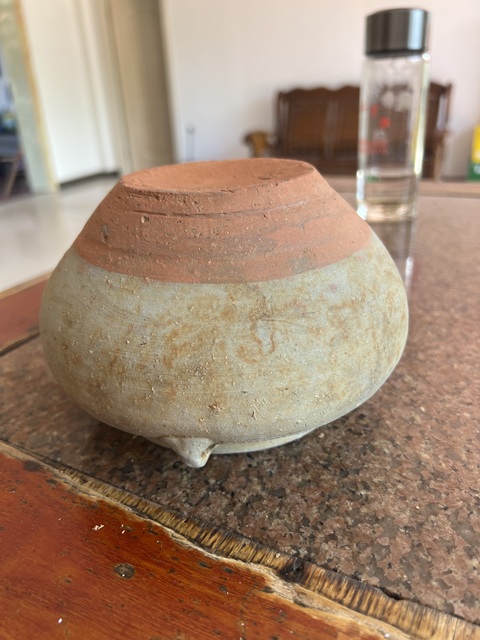 古玩陶瓷青釉罐（局部剝釉）真品鑒賞圖
