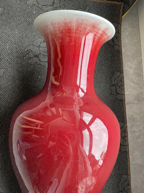 古玩陶瓷郎紅釉觀音瓶真品鑒賞圖