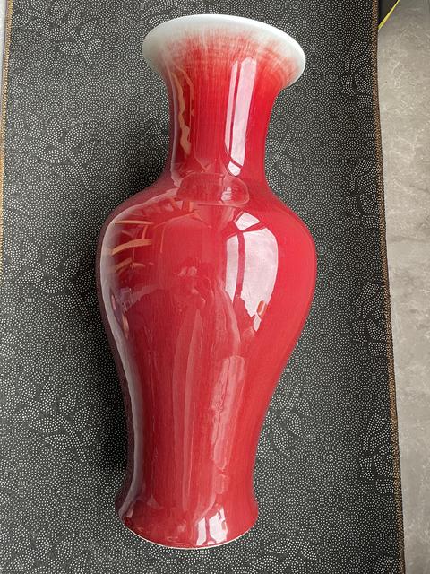 古玩陶瓷郎紅釉觀音瓶真品鑒賞圖