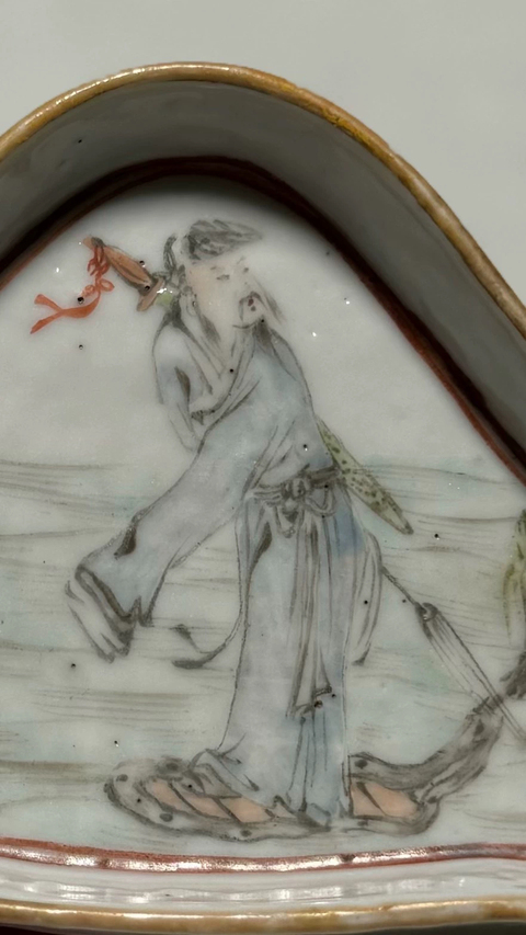 古玩陶瓷晚清淺降彩攢盤真品鑒賞圖
