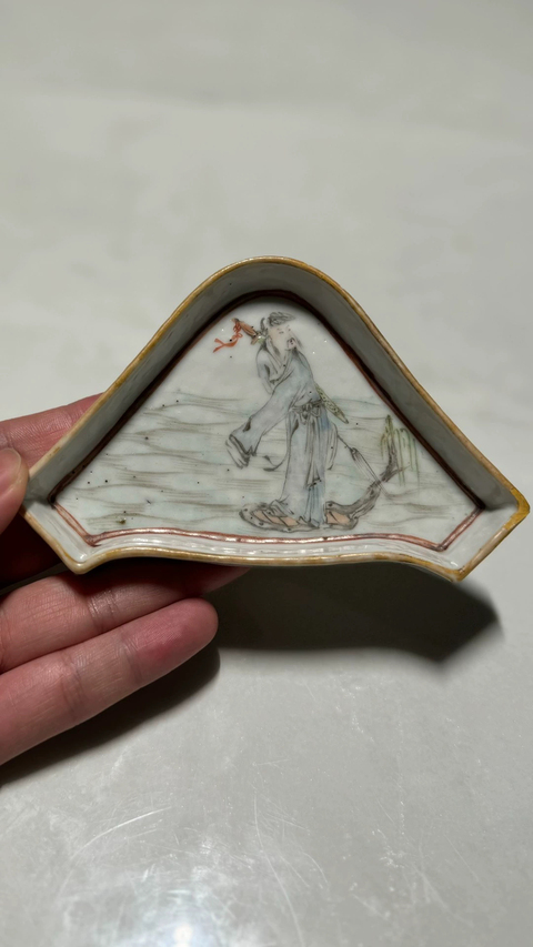 古玩陶瓷晚清淺降彩攢盤真品鑒賞圖