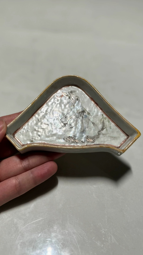 古玩陶瓷晚清淺降彩攢盤真品鑒賞圖