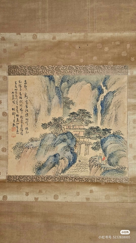 古玩字畫江梅園山水立軸真品鑒賞圖