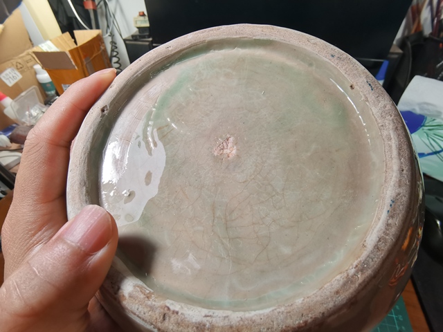 古玩陶瓷豆青釉青花鳳穿牡丹圖冬瓜罐真品鑒賞圖