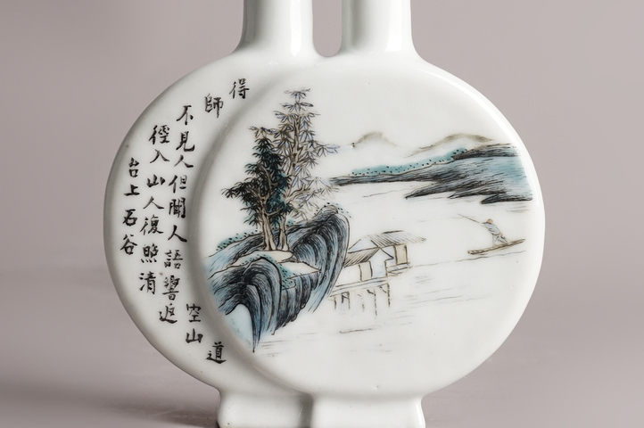 古玩陶瓷民國(guó)·粉彩山水人物詩(shī)文雙聯(lián)瓶拍賣(mài),當(dāng)前價(jià)格13088元
