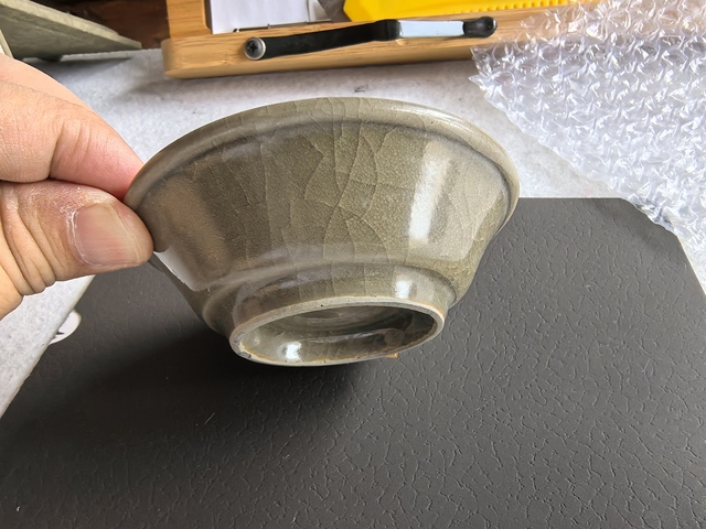 古玩陶瓷龍泉窯青釉洗真品鑒賞圖