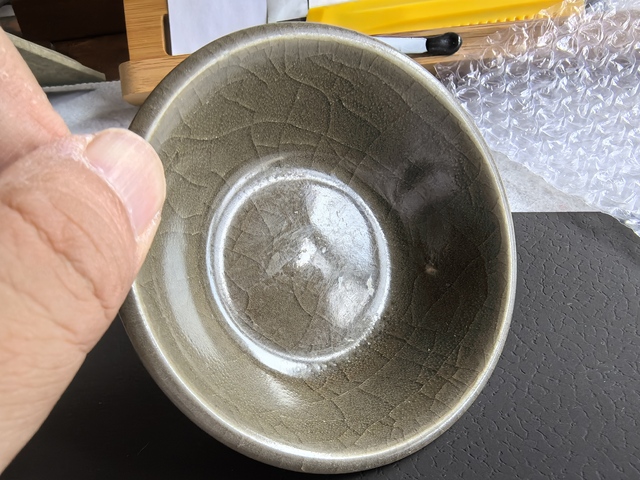 古玩陶瓷龍泉窯青釉洗真品鑒賞圖