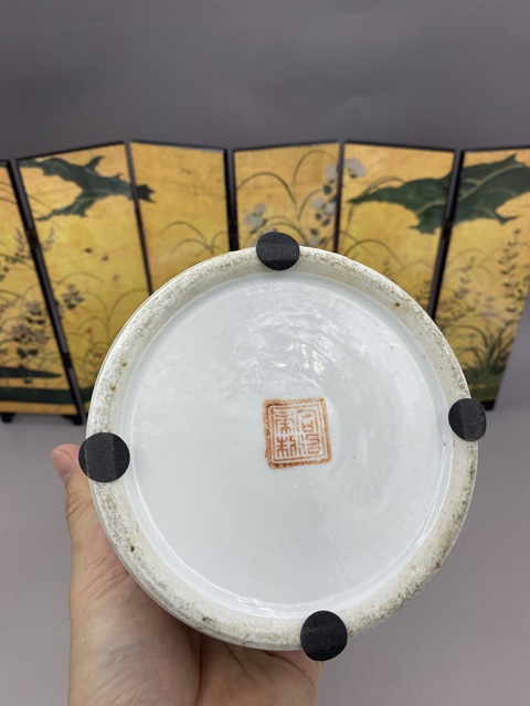 古玩陶瓷晚清 粉彩花卉紋帽筒拍賣，當前價格1400元