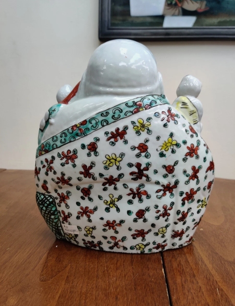 古玩陶瓷粉彩五子登科彌勒佛坐像真品鑒賞圖