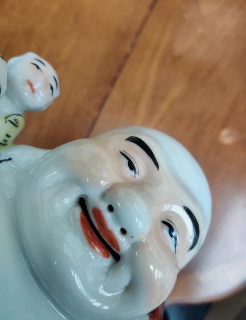 古玩陶瓷粉彩五子登科彌勒佛坐像真品鑒賞圖
