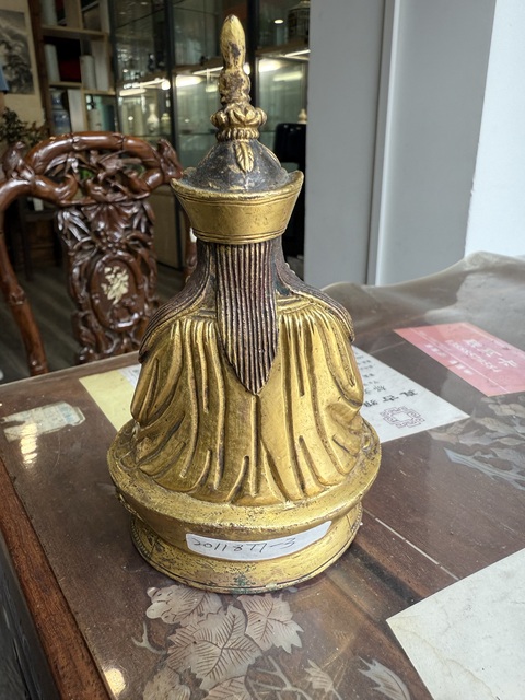 古玩銅器銅鎏金蓮花生大師真品鑒賞圖