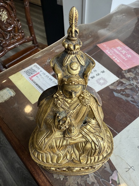 古玩銅器銅鎏金蓮花生大師真品鑒賞圖